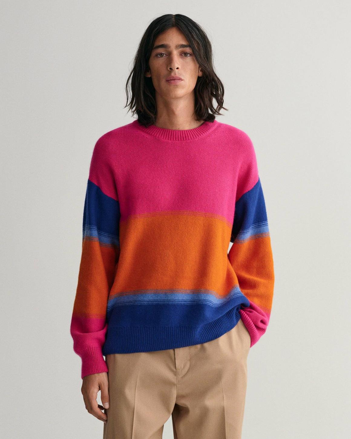 Striktrøjer | Herre Degrade sweater med crewneck Hyper Pink < Carolinasmoving